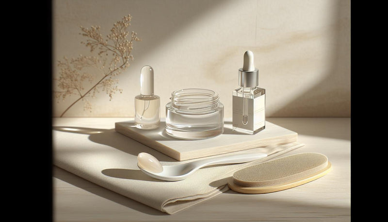 Nahaufnahme offenes UV‑Gel, glänzender Press‑on‑Nagel und Pflegeutensilien auf hellem Holz, minimalistisch, fokus auf haltbarkeit gel auf naturnägeln