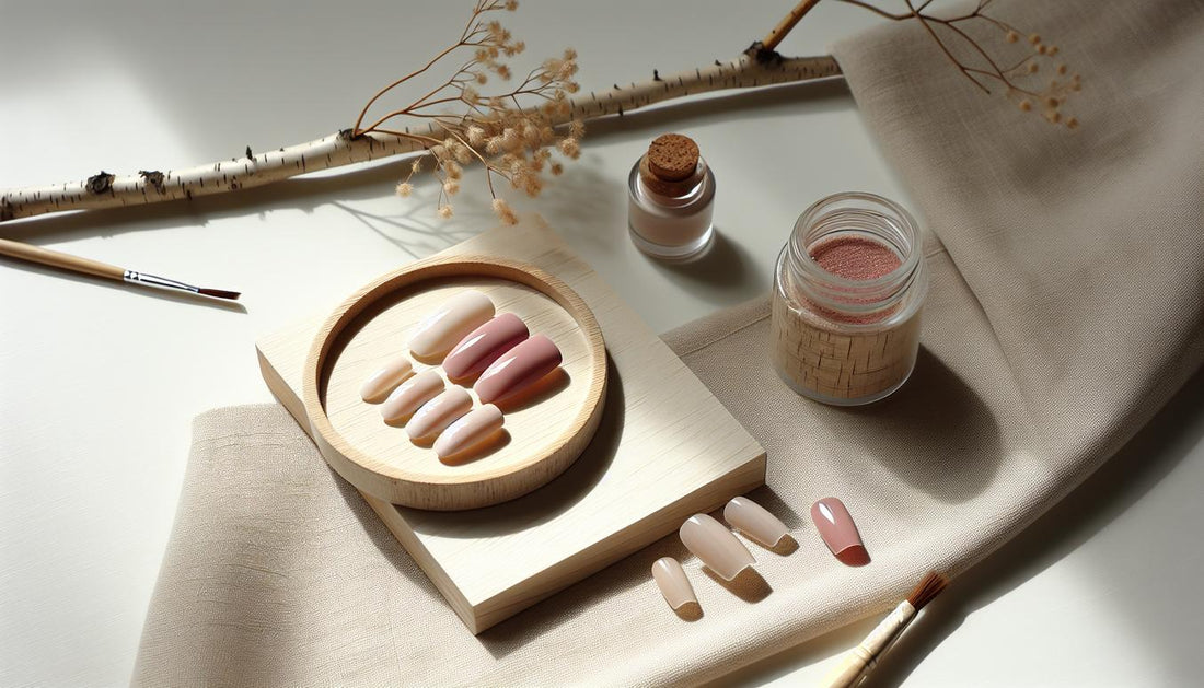 Minimalistische Nahaufnahme von squoval-Press-On-Nägeln in leuchtendem Neon Pink, matt mit einem dezenten Glitzer-Akzent, auf cremefarbenem Leinen und Keramik – neon pink nägel styling