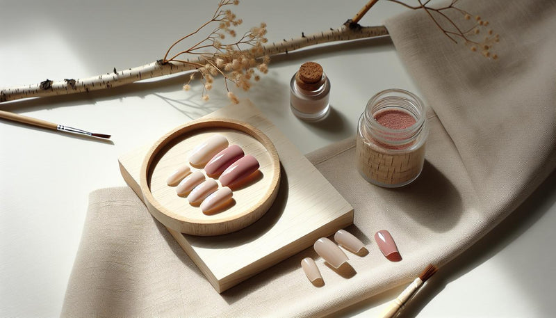 Minimalistische Nahaufnahme von squoval-Press-On-Nägeln in leuchtendem Neon Pink, matt mit einem dezenten Glitzer-Akzent, auf cremefarbenem Leinen und Keramik – neon pink nägel styling